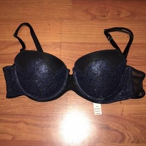 Victorias secret blue metallic lace bra 36B